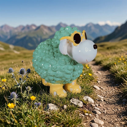 Bunte Schaffiguren mit Blumenbrille – Deko Schaf aus Polyresin für Garten & Zuhause