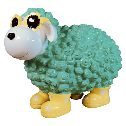Bunte Schaffiguren mit Blumenbrille – Deko Schaf aus Polyresin für Garten & Zuhause