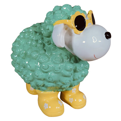 Bunte Schaffiguren mit Blumenbrille – Deko Schaf aus Polyresin für Garten & Zuhause