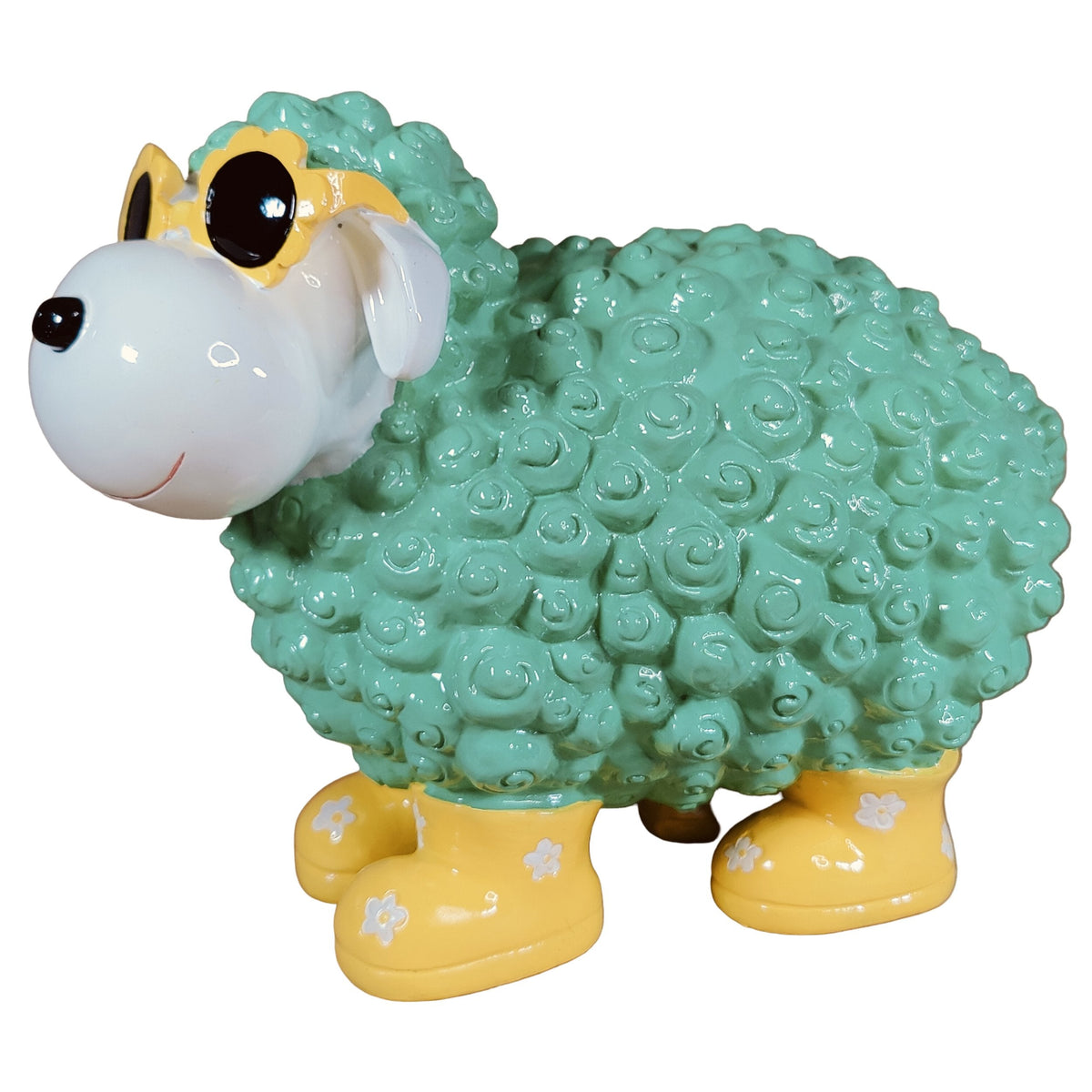 Bunte Schaffiguren mit Blumenbrille – Deko Schaf aus Polyresin für Garten & Zuhause