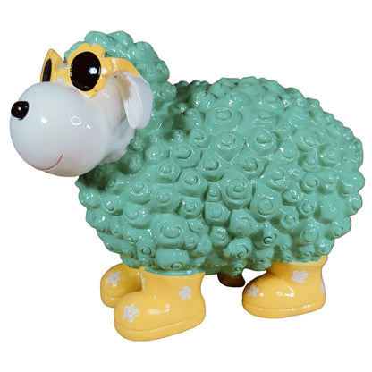 Bunte Schaffiguren mit Blumenbrille – Deko Schaf aus Polyresin für Garten & Zuhause