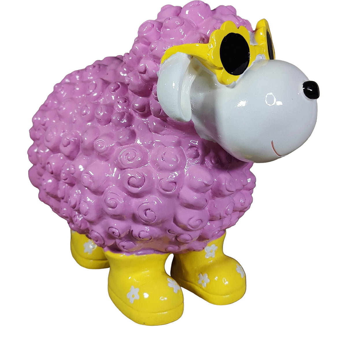 Bunte Schaffiguren mit Blumenbrille – Deko Schaf aus Polyresin für Garten & Zuhause