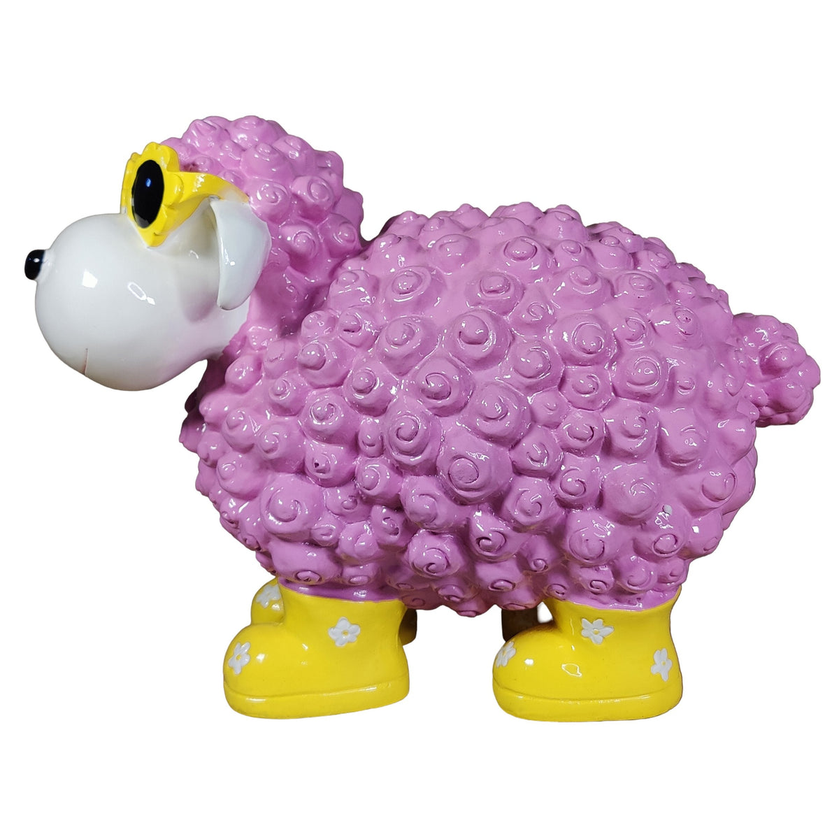 Bunte Schaffiguren mit Blumenbrille – Deko Schaf aus Polyresin für Garten & Zuhause
