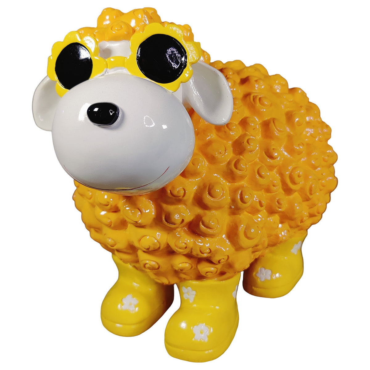 Bunte Schaffiguren mit Blumenbrille – Deko Schaf aus Polyresin für Garten & Zuhause