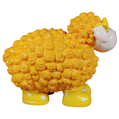 Bunte Schaffiguren mit Blumenbrille – Deko Schaf aus Polyresin für Garten & Zuhause