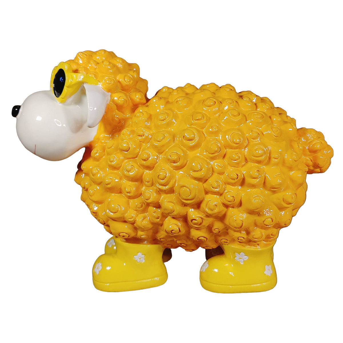 Bunte Schaffiguren mit Blumenbrille – Deko Schaf aus Polyresin für Garten & Zuhause
