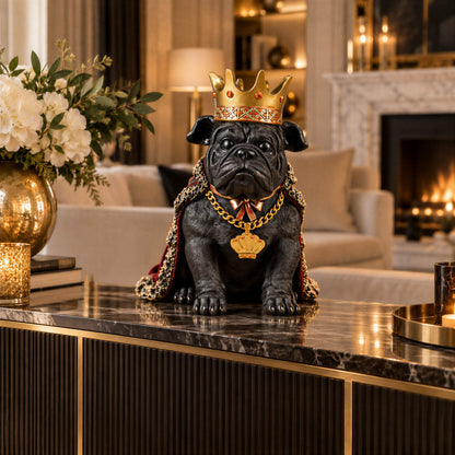 Bulldogge Dekofigur mit Krone – Urban Royals, schwarz oder gold