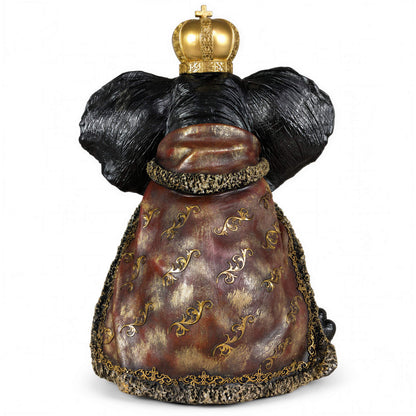 Elefantenfigur mit Krone in Schwarz-Gold oder Gold-Rot