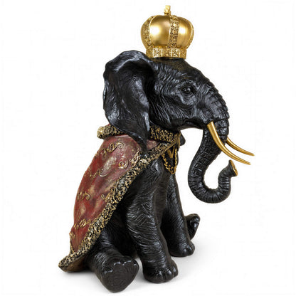 Elefantenfigur mit Krone in Schwarz-Gold oder Gold-Rot