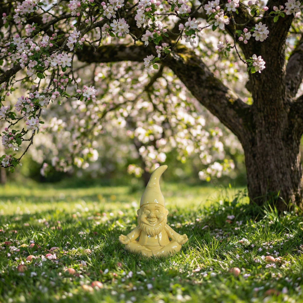 Yoga Gartenzwerg Dekofigur für den Garten – ZenPoser in Pastell, 2 Größen