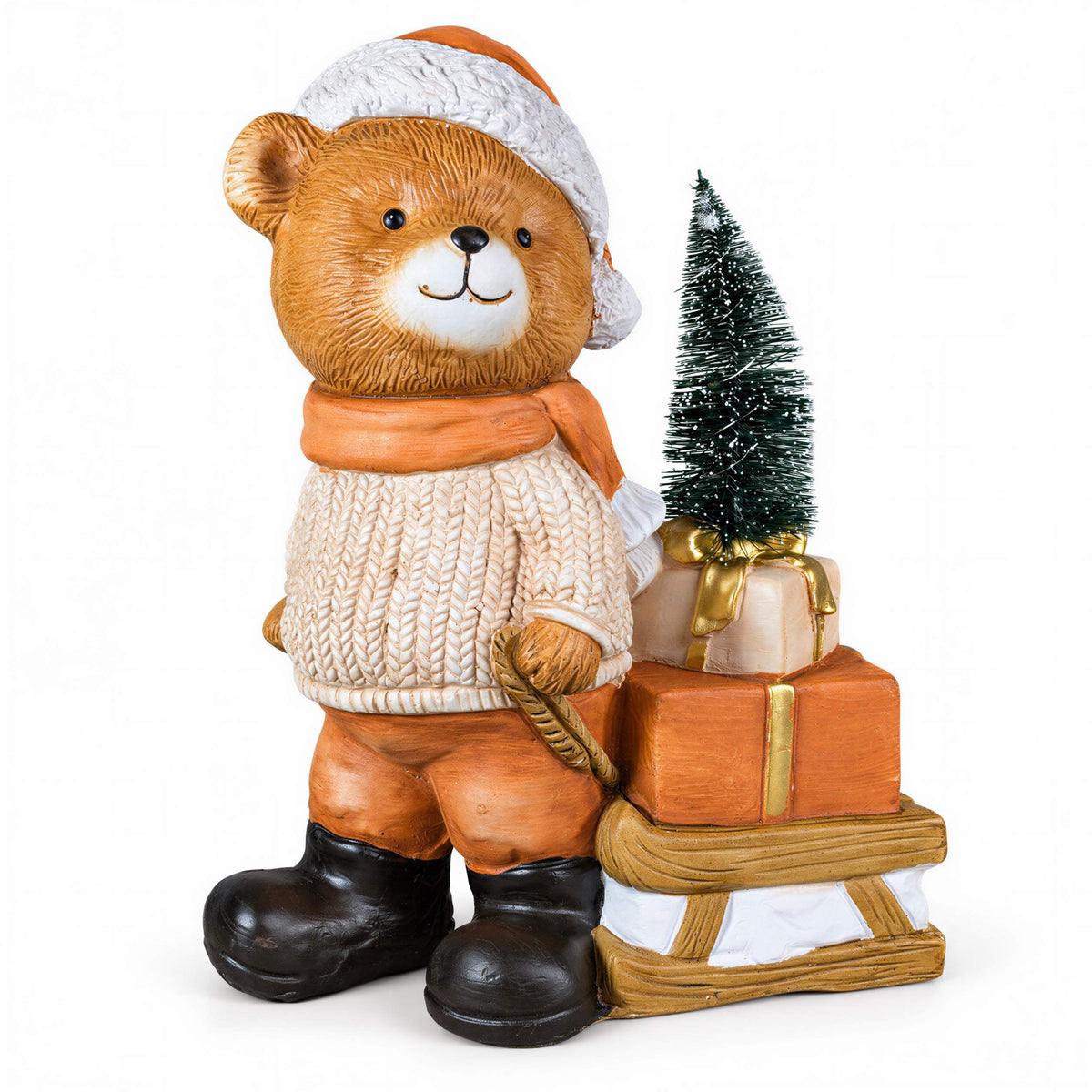 LED Weihnachtsbär Batteriebetriebene Deko Bär Figur für Tisch & Fensterbank
