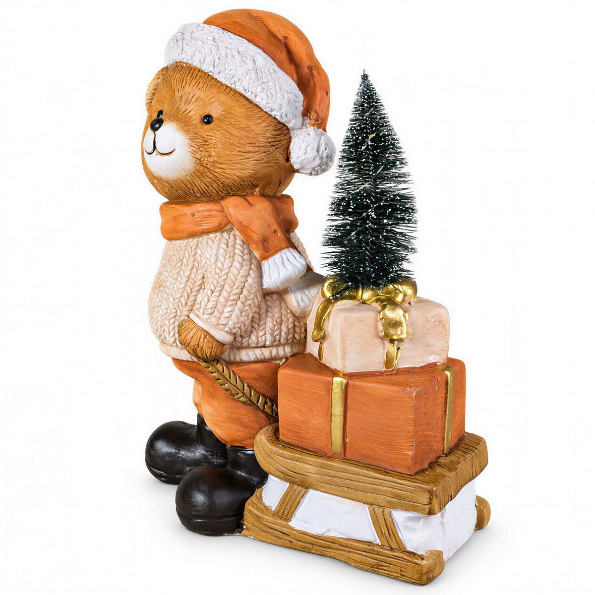 LED Weihnachtsbär Batteriebetriebene Deko Bär Figur für Tisch & Fensterbank