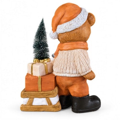 LED Weihnachtsbär Batteriebetriebene Deko Bär Figur für Tisch & Fensterbank