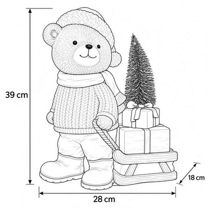 LED Weihnachtsbär Batteriebetriebene Deko Bär Figur für Tisch & Fensterbank