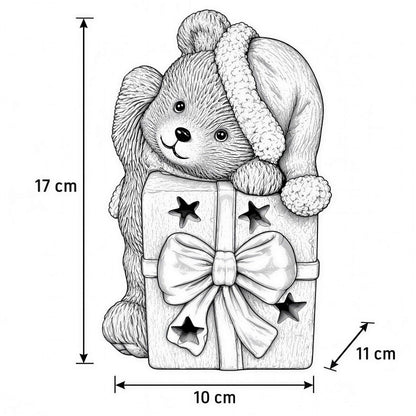 LED Weihnachtsbär Batteriebetriebene Deko Bär Figur für Tisch & Fensterbank