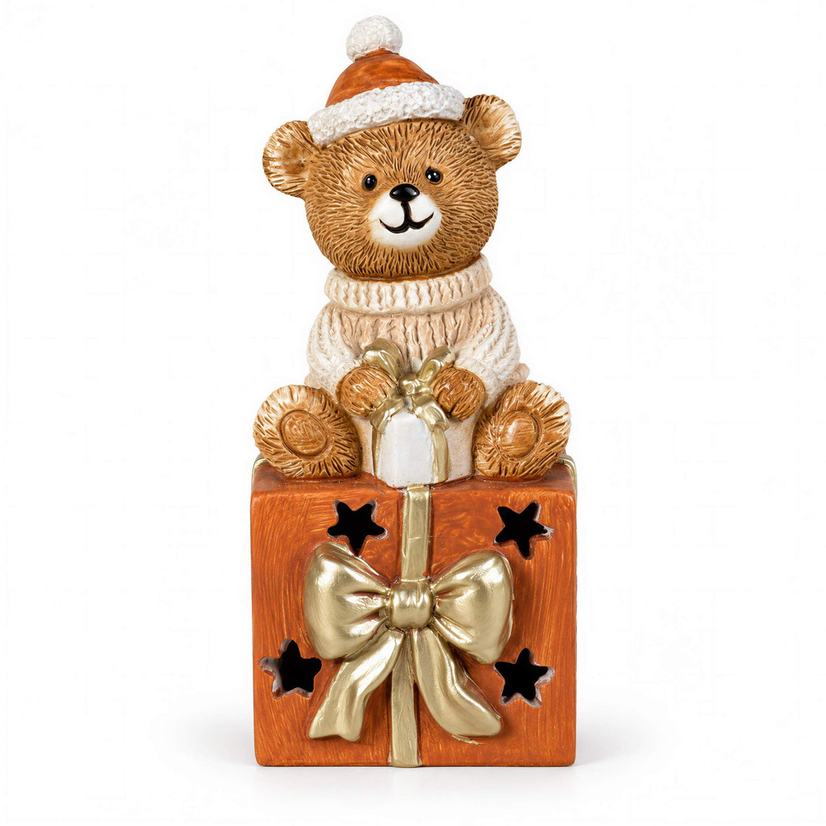 LED Weihnachtsbär Batteriebetriebene Deko Bär Figur für Tisch & Fensterbank