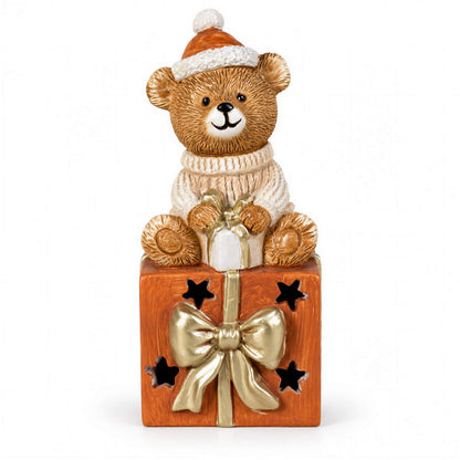 LED Weihnachtsbär Batteriebetriebene Deko Bär Figur für Tisch & Fensterbank