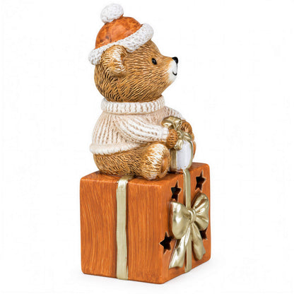 LED Weihnachtsbär Batteriebetriebene Deko Bär Figur für Tisch & Fensterbank