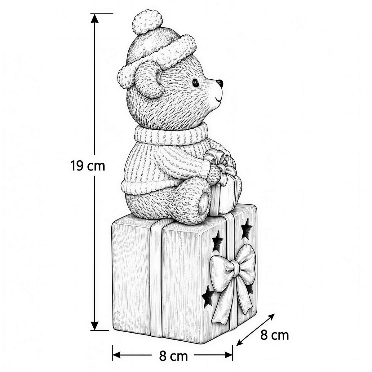 LED Weihnachtsbär Batteriebetriebene Deko Bär Figur für Tisch & Fensterbank