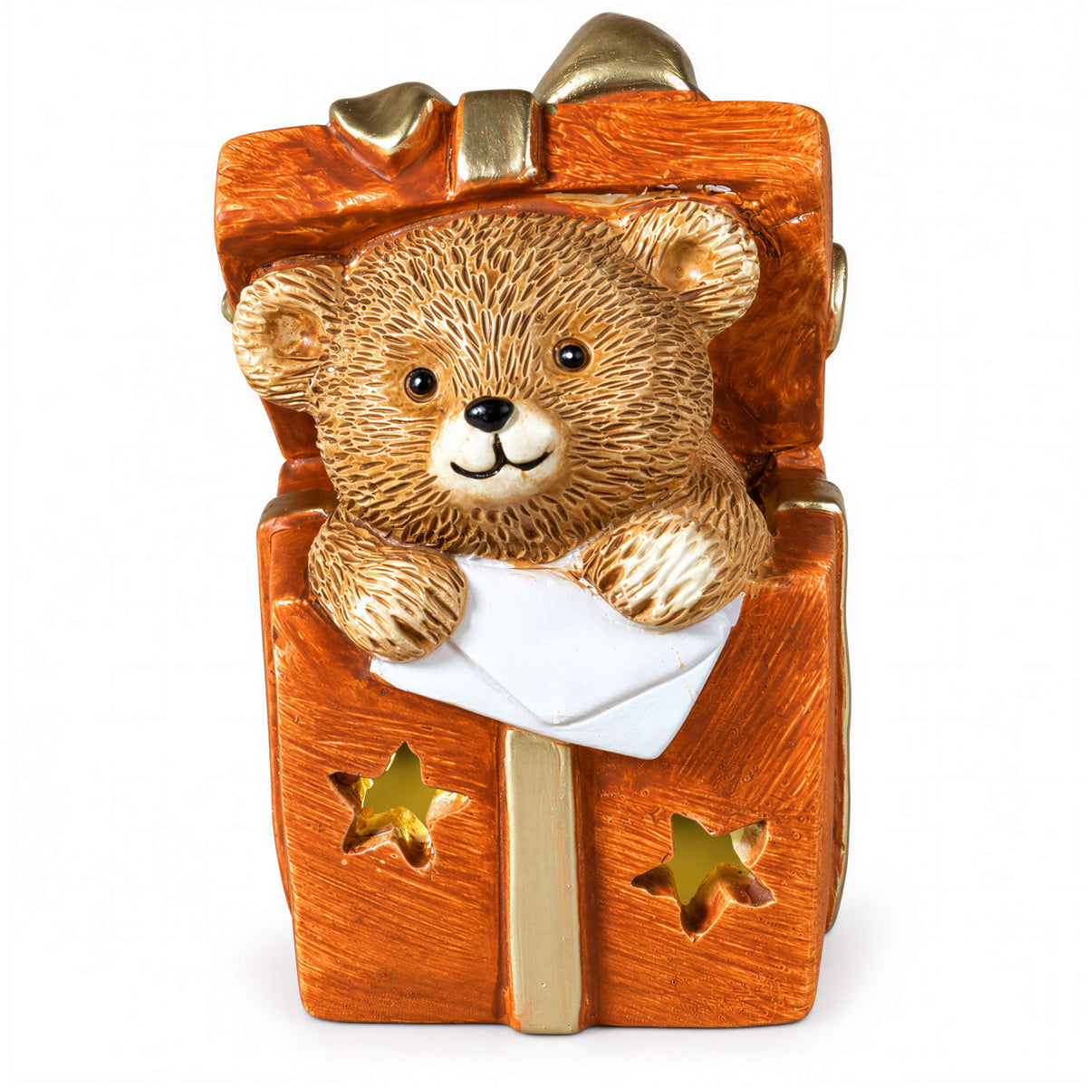 LED Weihnachtsbär Batteriebetriebene Deko Bär Figur für Tisch & Fensterbank