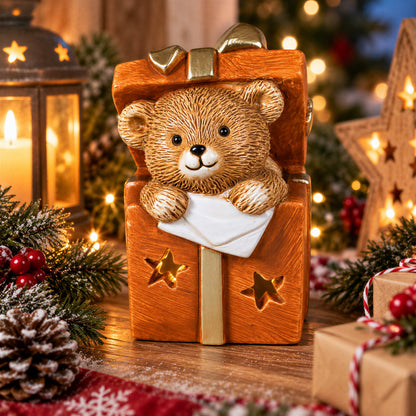 LED Weihnachtsbär Batteriebetriebene Deko Bär Figur für Tisch & Fensterbank