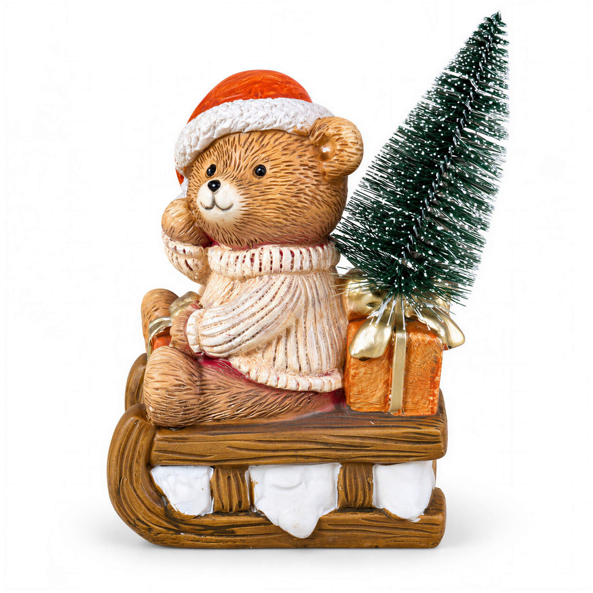 LED Weihnachtsbär Batteriebetriebene Deko Bär Figur für Tisch & Fensterbank