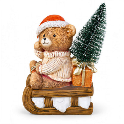 LED Weihnachtsbär Batteriebetriebene Deko Bär Figur für Tisch & Fensterbank