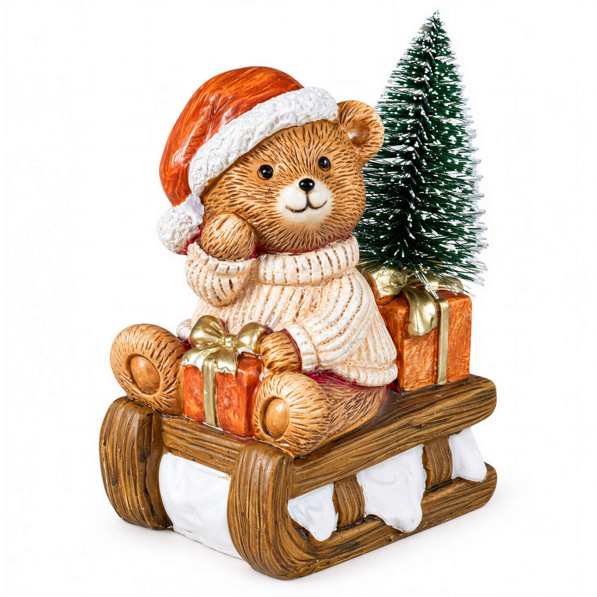 LED Weihnachtsbär Batteriebetriebene Deko Bär Figur für Tisch & Fensterbank