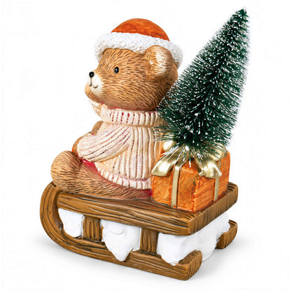LED Weihnachtsbär Batteriebetriebene Deko Bär Figur für Tisch & Fensterbank