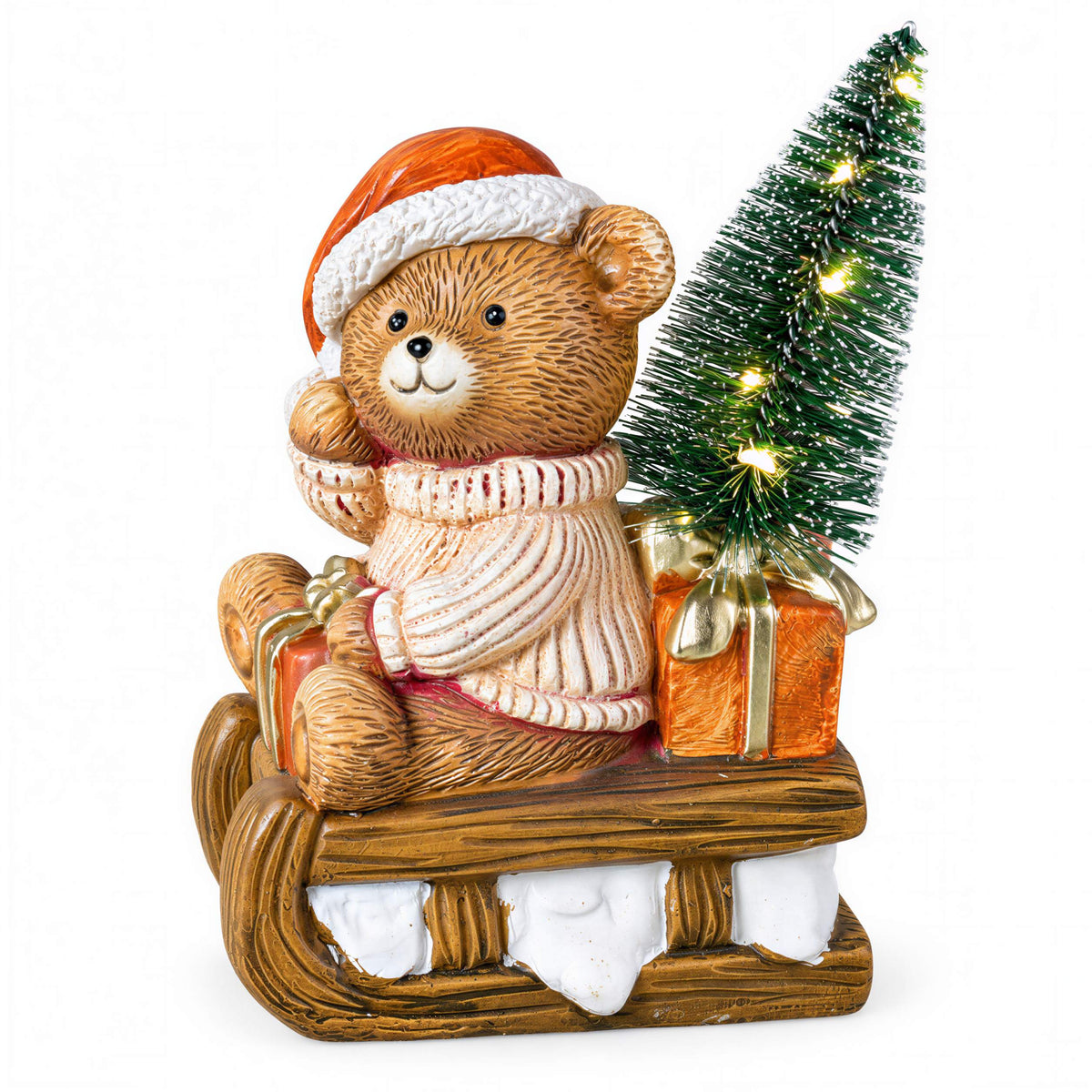LED Weihnachtsbär Batteriebetriebene Deko Bär Figur für Tisch & Fensterbank