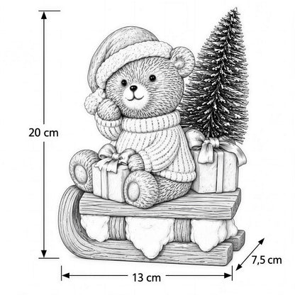 LED Weihnachtsbär Batteriebetriebene Deko Bär Figur für Tisch & Fensterbank