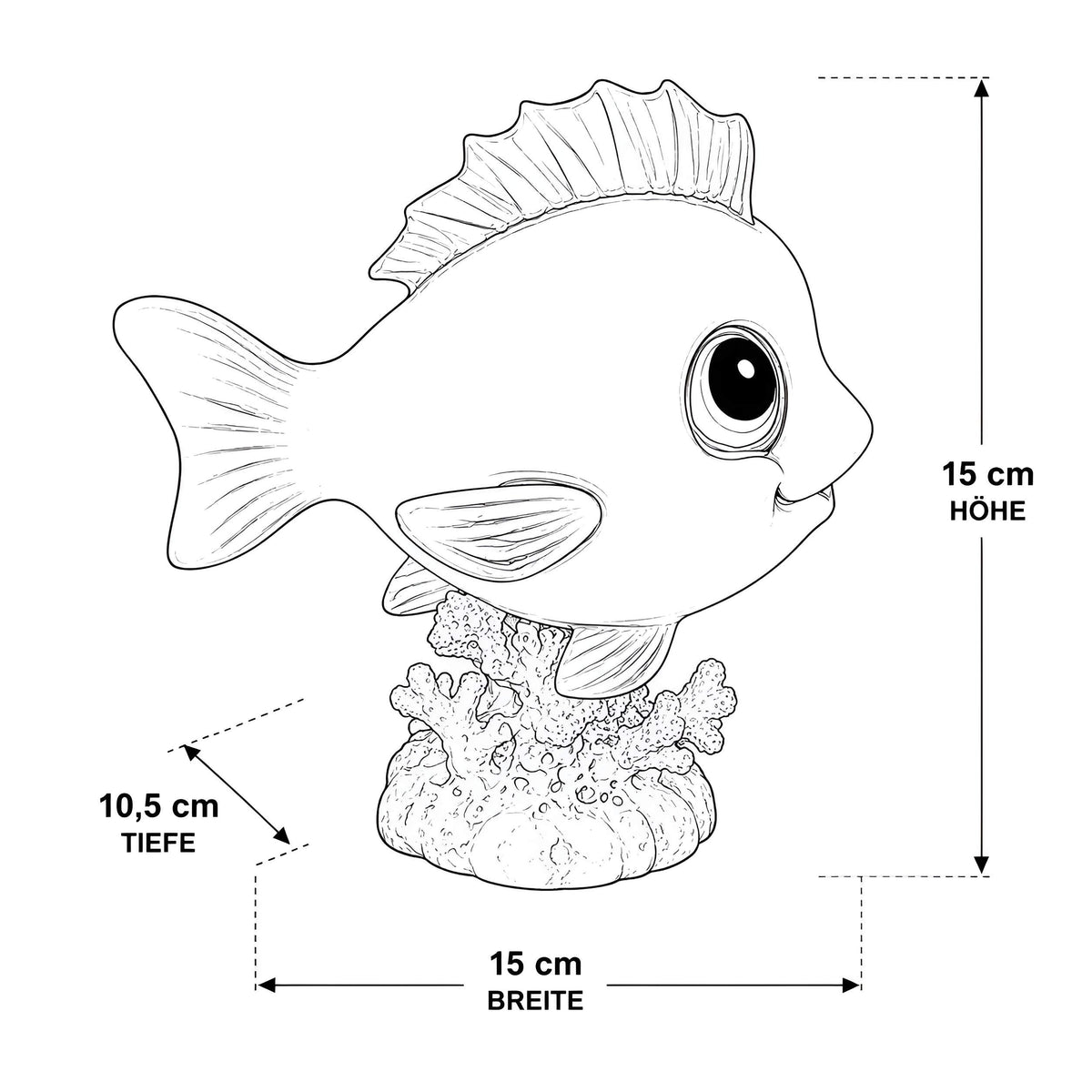 Glänzende Fischfigur GlossiBande in Blau oder Orange – maritime Deko innen & außen