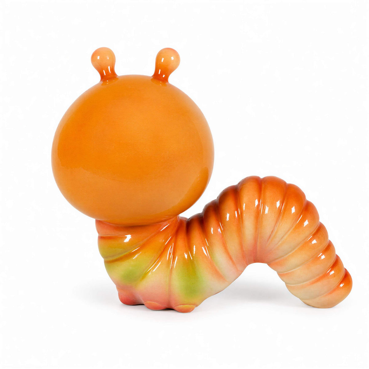 GlossiBande Wattwurm Dekofigur, glänzende Tierfigur in Grün oder Orange