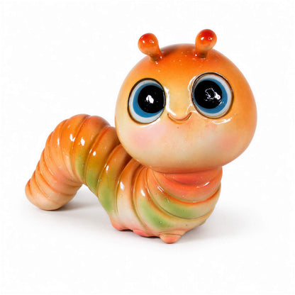 GlossiBande Wattwurm Dekofigur, glänzende Tierfigur in Grün oder Orange