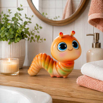 GlossiBande Wattwurm Dekofigur, glänzende Tierfigur in Grün oder Orange