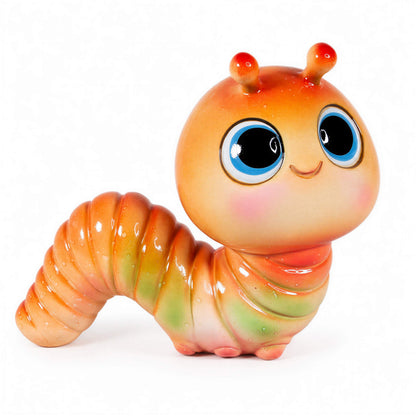 GlossiBande Wattwurm Dekofigur, glänzende Tierfigur in Grün oder Orange
