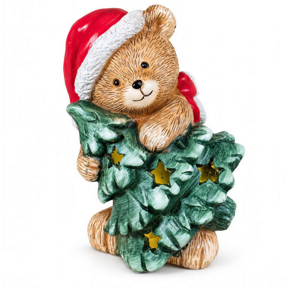 LED Weihnachtsbär Batteriebetriebene Deko Bär Figur für Tisch & Fensterbank