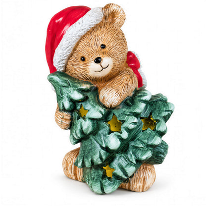 LED Weihnachtsbär Batteriebetriebene Deko Bär Figur für Tisch & Fensterbank