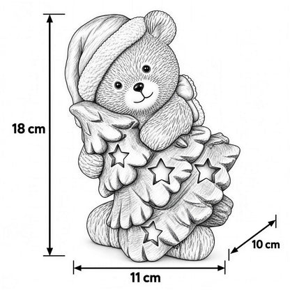 LED Weihnachtsbär Batteriebetriebene Deko Bär Figur für Tisch & Fensterbank