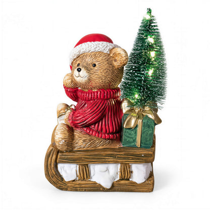 LED Weihnachtsbär Batteriebetriebene Deko Bär Figur für Tisch & Fensterbank