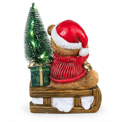 LED Weihnachtsbär Batteriebetriebene Deko Bär Figur für Tisch & Fensterbank