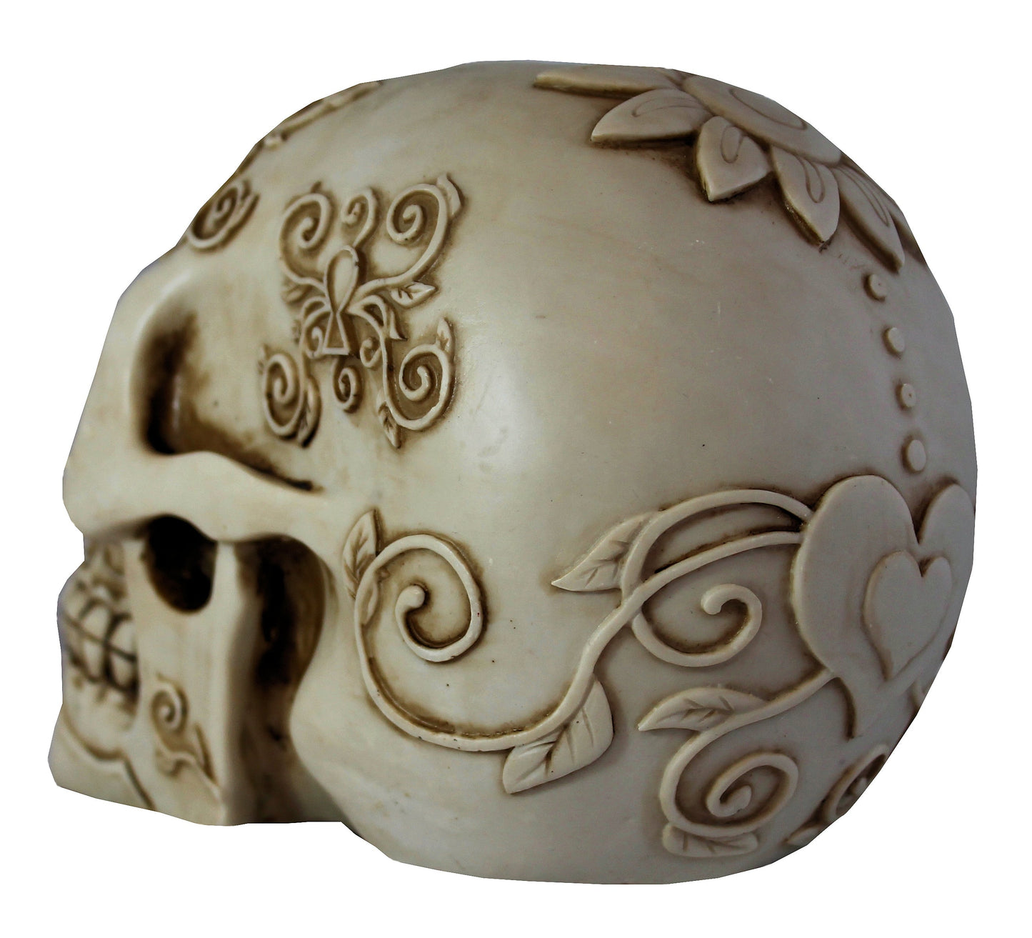 Totenkopf Dekofigur mit Sonnenblume – mystische Gothic Figur