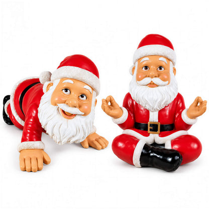 Lustige Weihnachtsmann Figur: Yoga oder kniend, Deko Figur für Haus & Garten