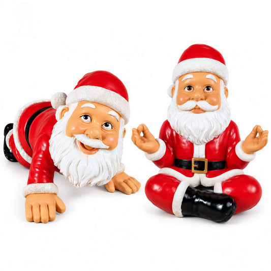 Lustige Weihnachtsmann Figur: Yoga oder kniend, Deko Figur für Haus & Garten
