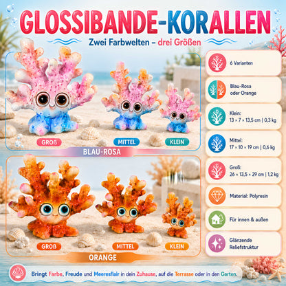 Glänzende Korallenfigur GlossiBande in Blau-Rosa oder Orange, 3 Größen