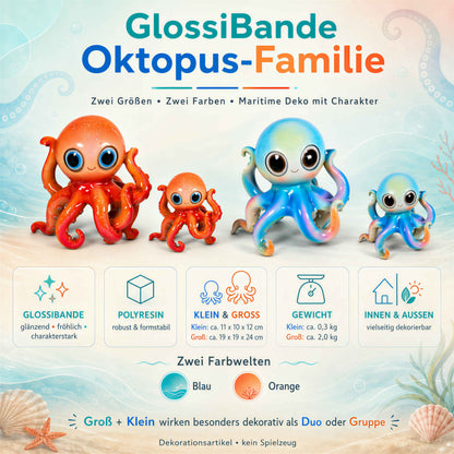 Maritime Oktopus-Deko GlossiBande Oktopus Dekofigur, glänzende Krake in 2 Größen