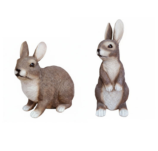 Realistischer Hase als Dekofigur für den Garten – Osterhase in 2 Posen