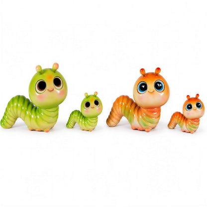 GlossiBande Wattwurm Dekofigur, glänzende Tierfigur in Grün oder Orange
