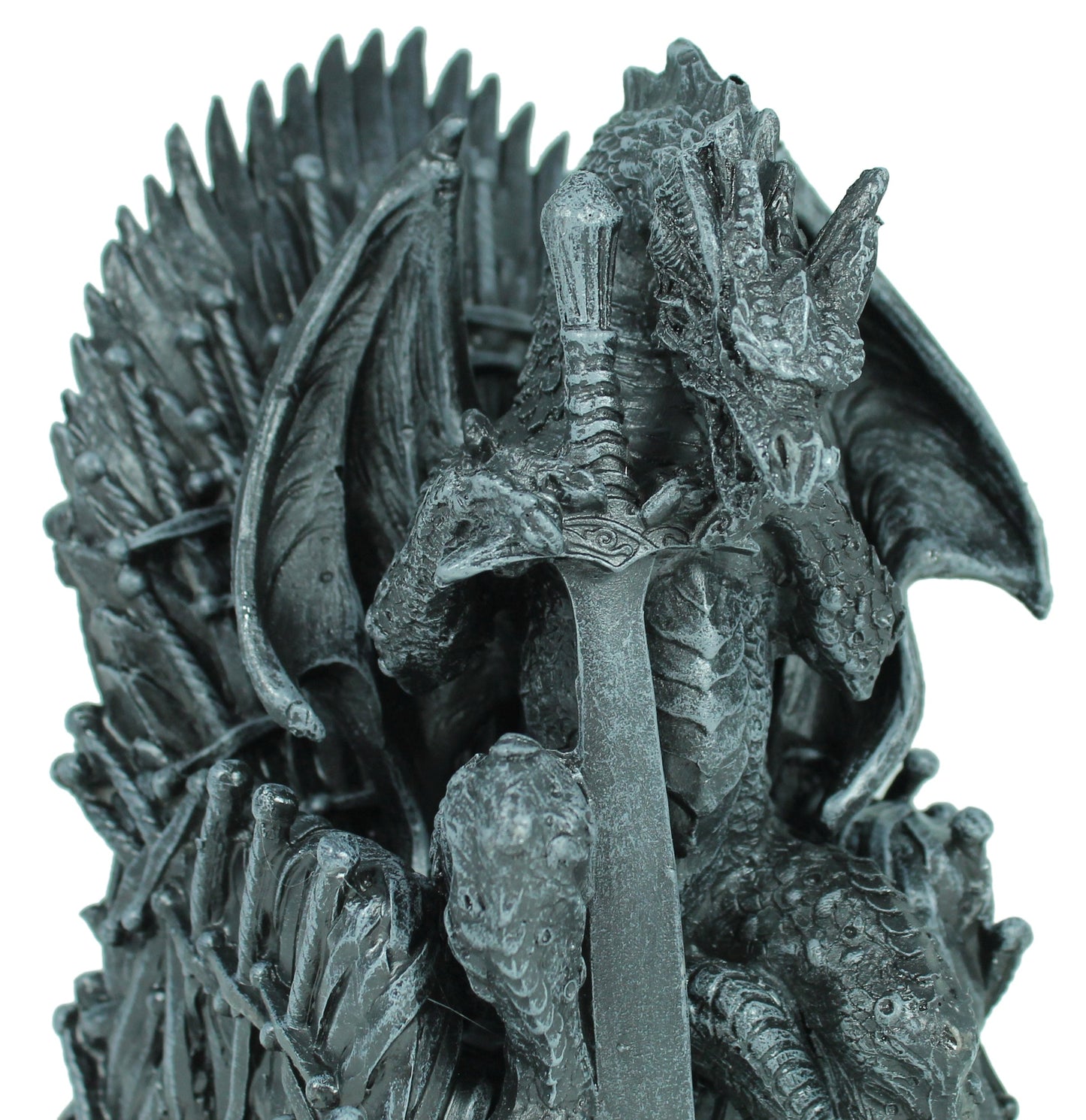 Dekofigur Drachenfigur Drache auf Thron mit Schwert Mystic Gothic Fantasy Figur