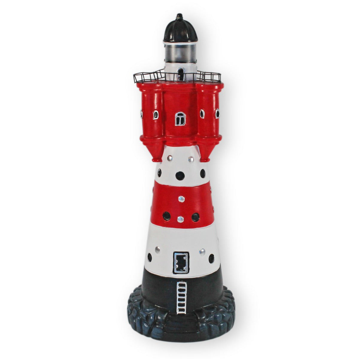 Solar Leuchtturm Roter Sand 50 cm Deko Leuchtturm mit Licht Maritime Deko Leuchtturm Solar